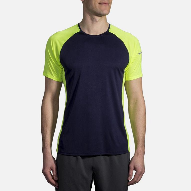 Brooks Stealth Mens Short Sleeve Running Shirt - Blue - Indonesia (XILH-93807)